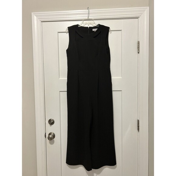 Calvin Klein Women's Sleeveless Front Zip Full Length Jumpsuit size 12 Stretch - Picture 1 of 9